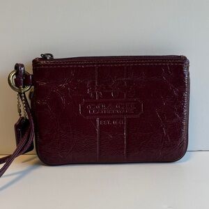 Coach Signature Deep Burgundy patent Leather Wristlet